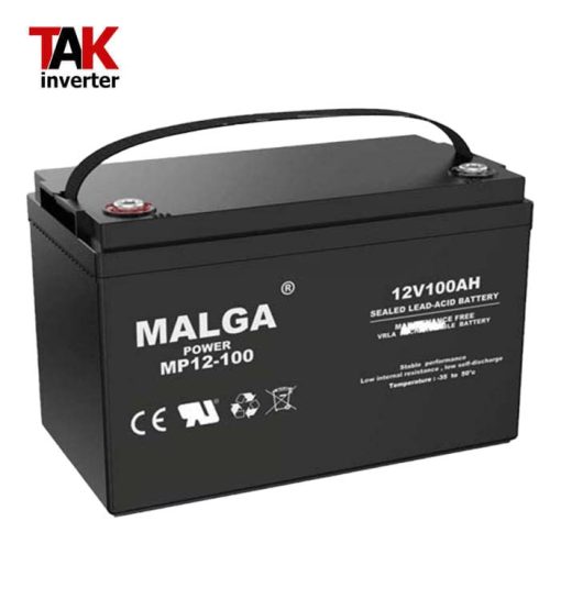 باتری خورشیدی 100 آمپر 100Ah-12V برند Malga Power
